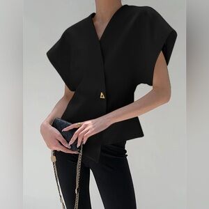 Commense Trendy V-Neck Button Down Blouse